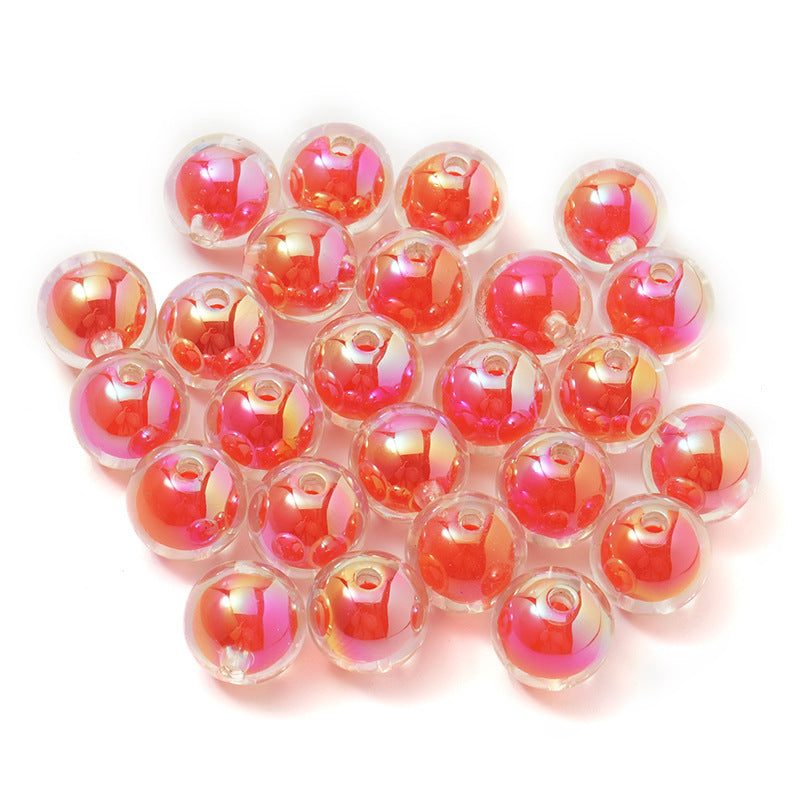 Wholesale 20PCS/PACK Acrylic UV Plating Red Round Beads